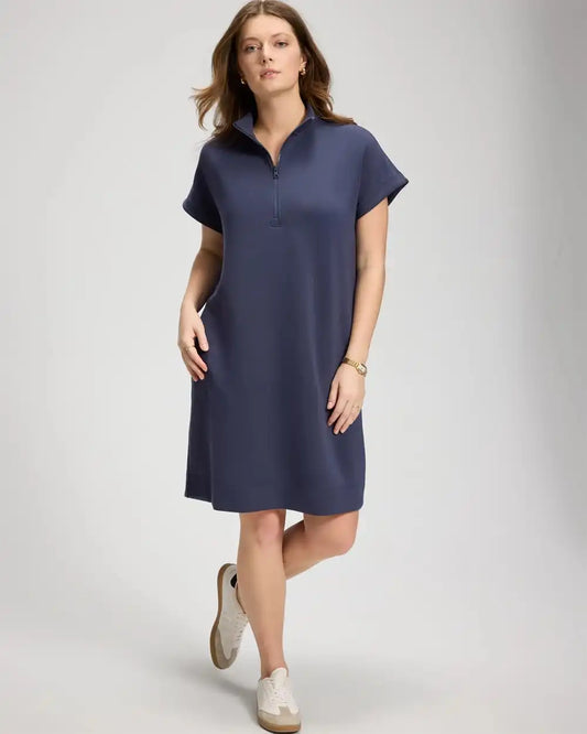 Modern Modal Quarter-Zip Short Sleeve Lounge Dress