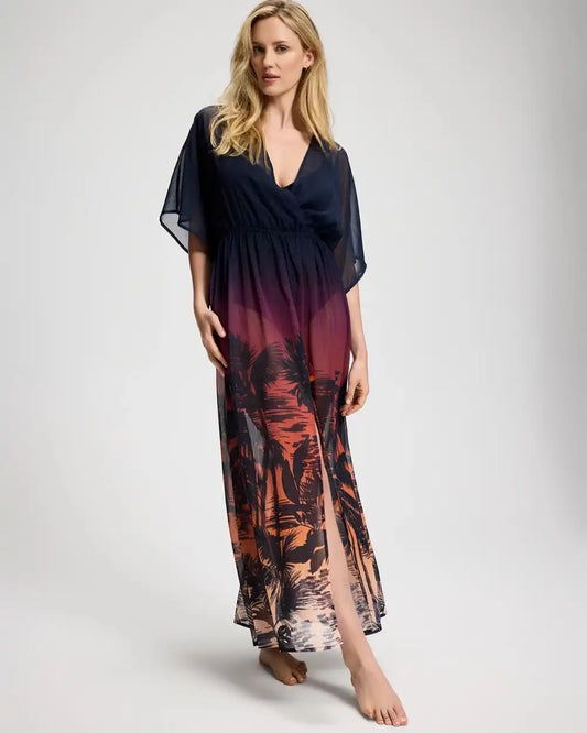 Bleu Rod Beattie La Caleta Sunset Chiffon Cover-Up Dress