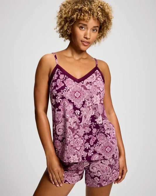 Cool Nights Lace Trim Pajama Cami with Shelf Bra