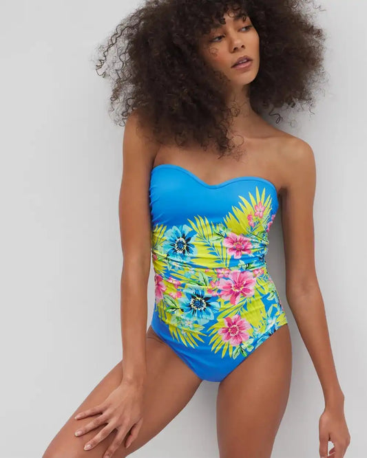 Let's Get Away Shirred Bandeau One Piece