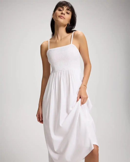 Beach Cotton Smocked Midi Dress