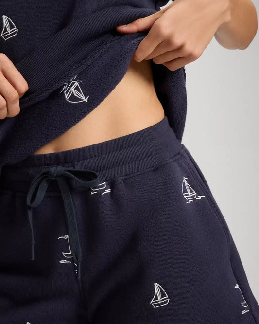 Cotton Terry Relaxed Embroidered Shorts