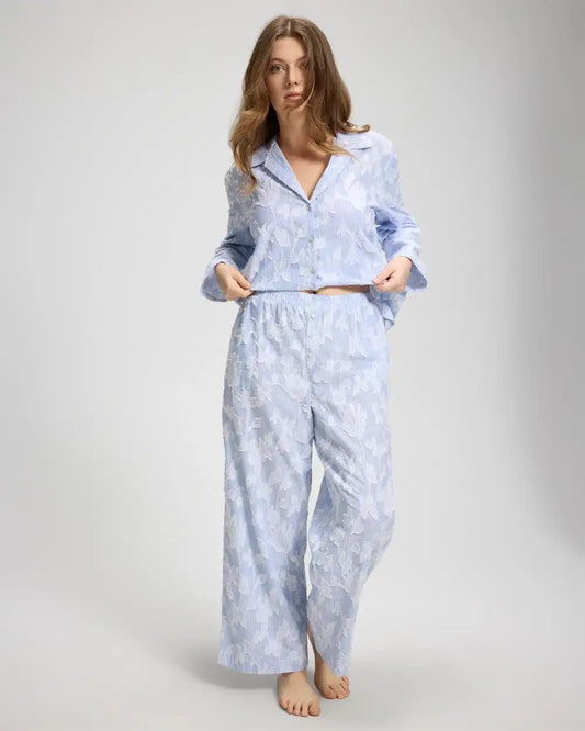 Cotton Striped Jacquard Pajama Pants