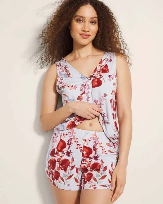 Printed Piped Pajama Shorts