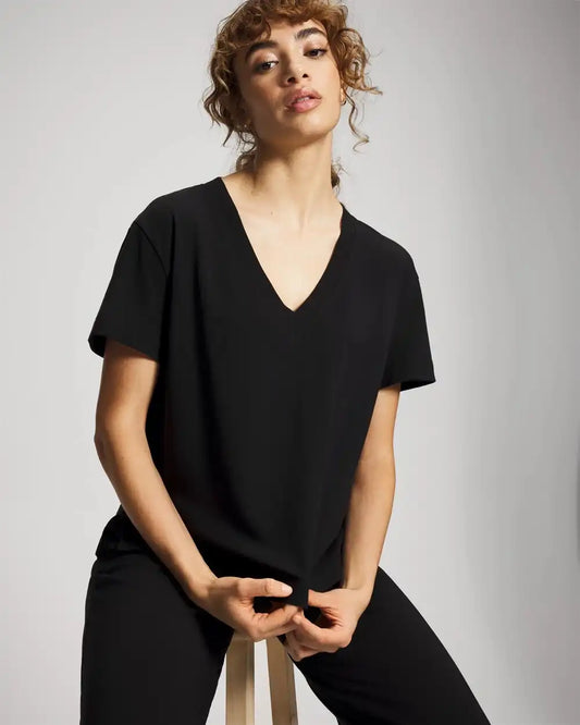 Relaxed V-Neck Short Sleeve Pajama Tee