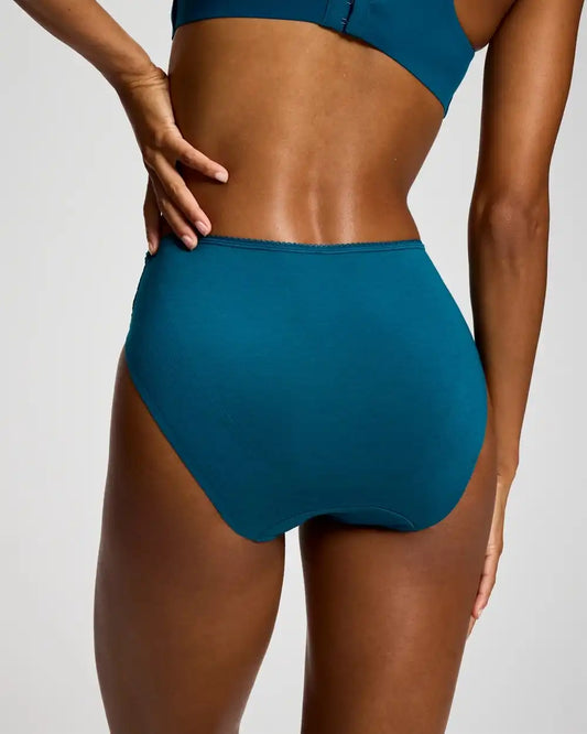 Cotton Blend High-Leg Panty with Lace