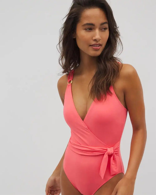 La Cote D'azure Over the Shoulder Macrame One-Piece
