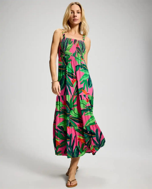 Soft Jersey Smocked Bodice Maxi Bra Dress